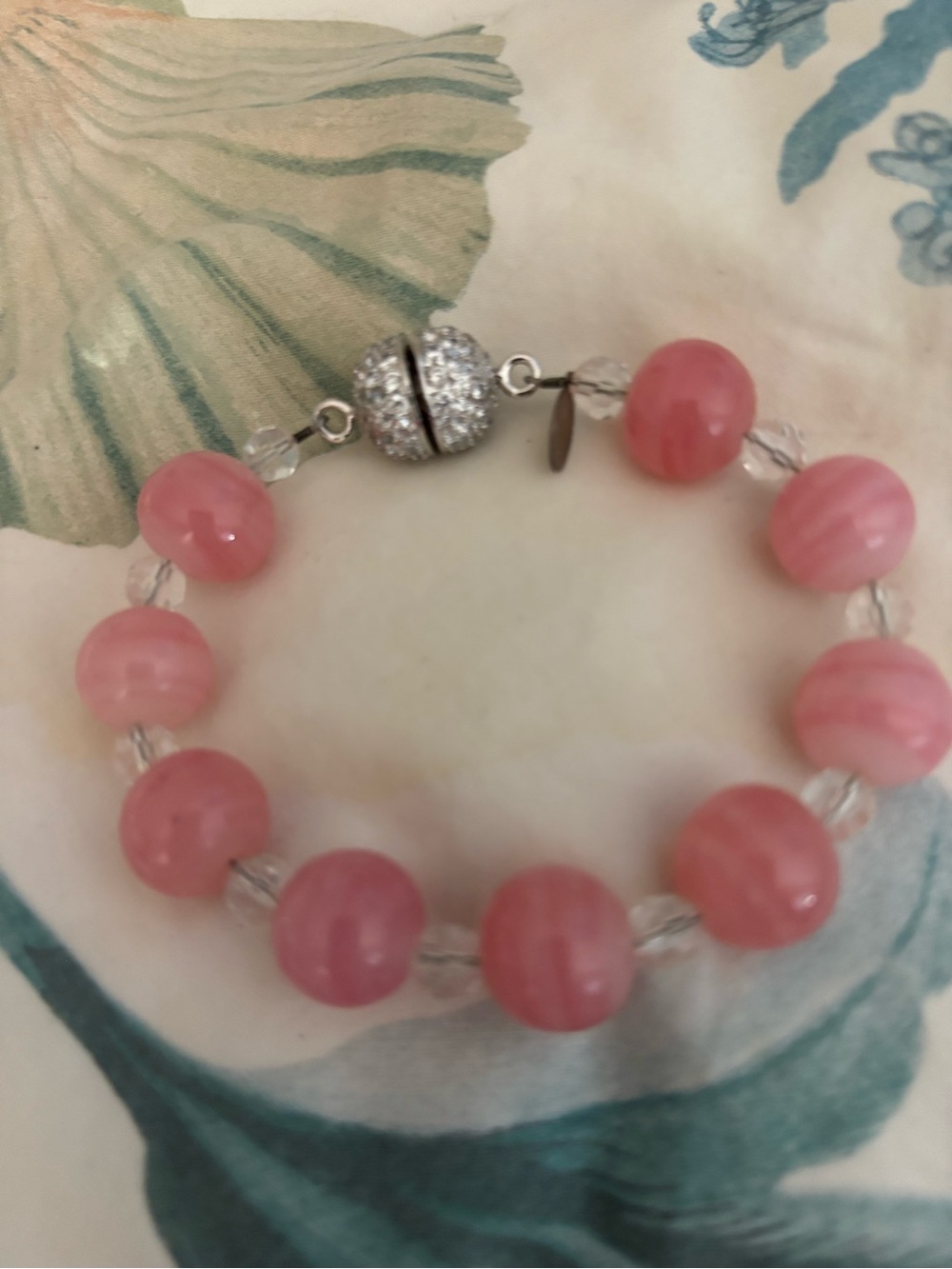 KEP Design NY Double-Strand Pink Beaded Necklace and bracelet with Clear Spacers - Picture 2 of 2